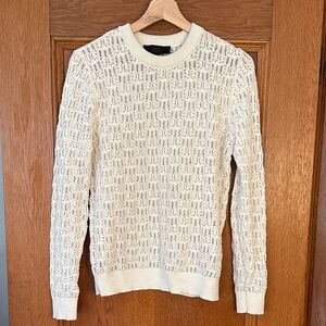 Zara Cream Textured Crew Neck Sweater